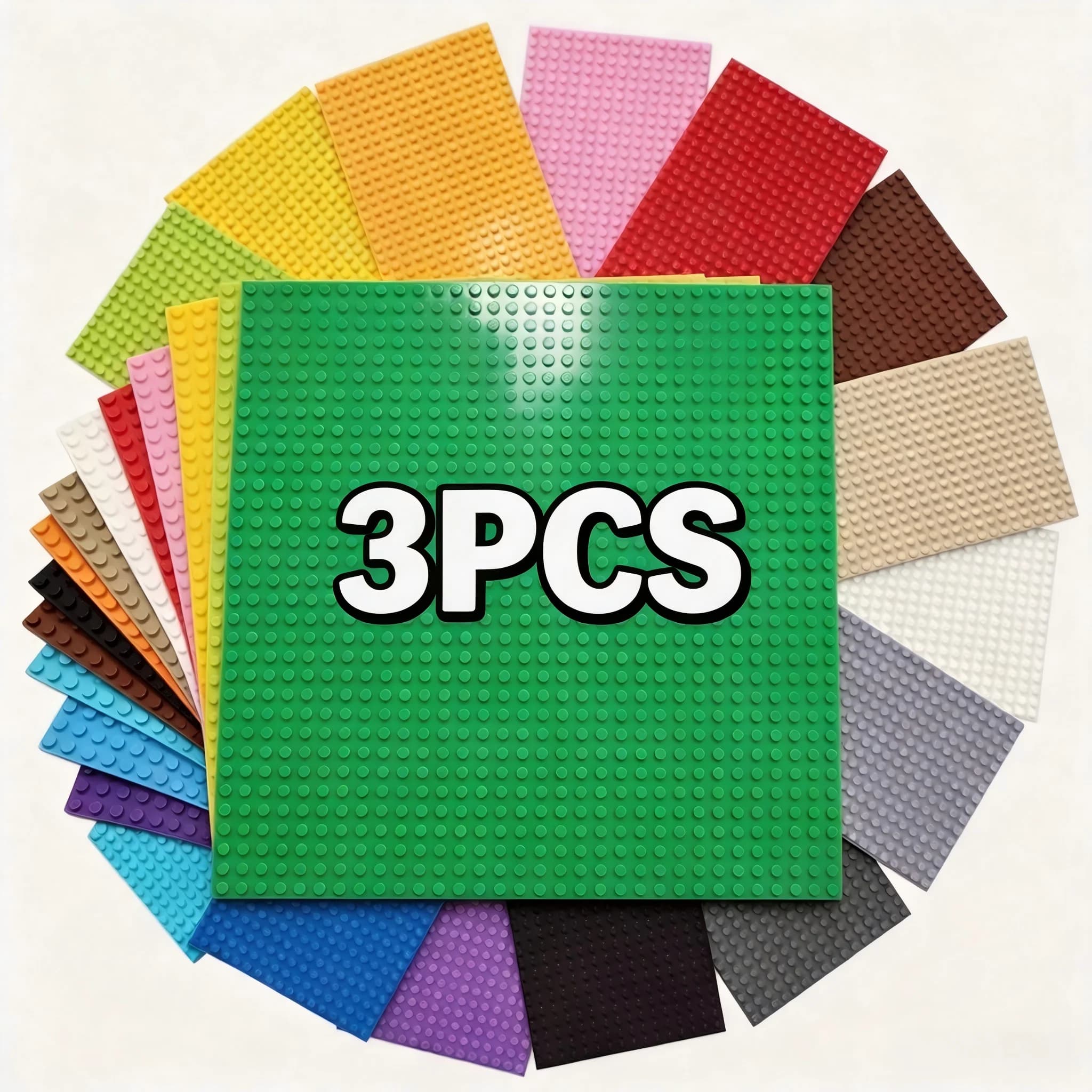 3PCS Building Bricks Baseplates 32x32 16x32 Dots Plastic Base Plates MOC DIY Construction Toys 11 Classic Multi‑Color Room Decor