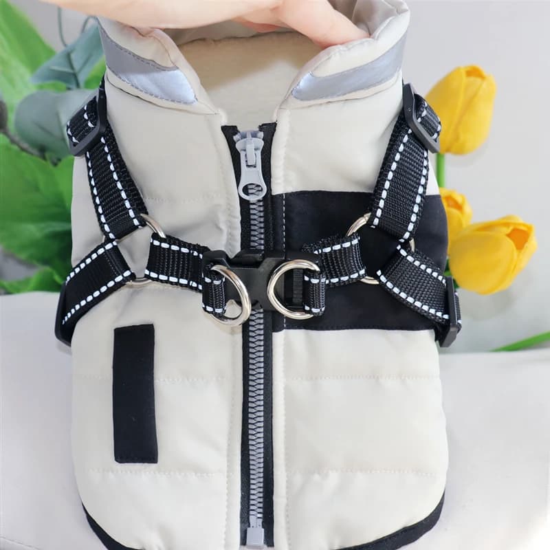 Abbigliamento Invernale per Cani, Giacca Impermeabile e Riflettente con Imbracatura, Cappotto per Cuccioli Chihuahua e Bulldog Francese