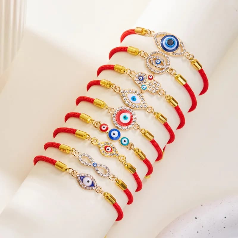 Braccialetti classici turchi malocchio per donna uomo braccialetto intrecciato fatto a mano con corda rossa portafortuna coppia amicizia gioielli con ciondoli regali