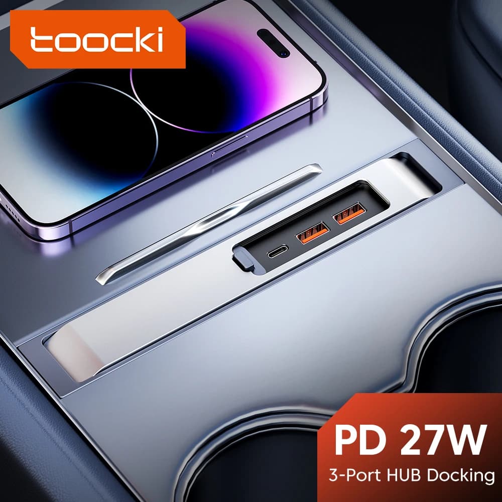 Toocki PD 27W HUB USB Caricatore rapido Tipo C Hub Docking Station USB Shunt Hub per Tesla Modello 3 Y 3 Porte Alimentate Splitter Extens