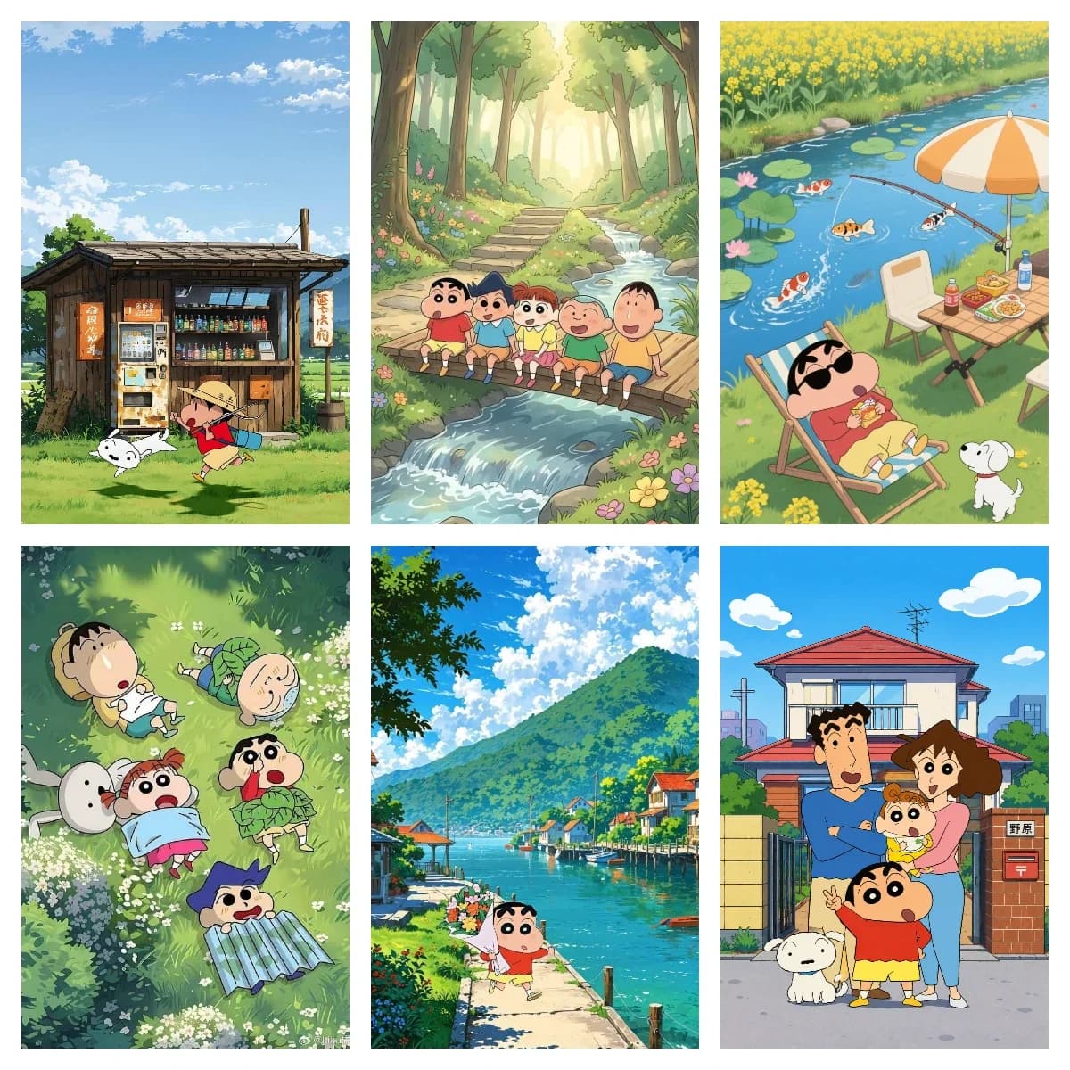 DIY Crayon Shin-chan Summer Town Landscape Diamond Painting Modern Wall Decoration for Living Room and Bedroom