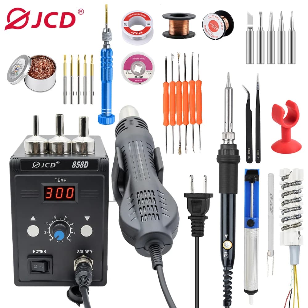 Pistola ad aria calda JCD 858D 700W, stazione di rilavorazione BGA 220V / 110V per saldatura SMD SMT, strumenti per riparazione e saldatura a caldo
