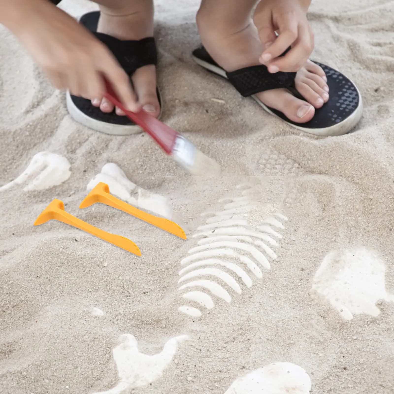 Kit di Scavo Dinosauro da 30 Pezzi: Martello in Plastica, Scalpello, Spazzola - Set Educativo di Strumenti Archeologici e Scientifici per Scavare - Giocattolo Martello