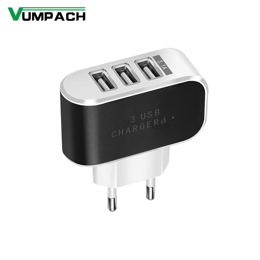 Caricabatterie USB 3 porte 5 v2a adattatore di alimentazione da parete da viaggio ricarica per iPhone Xiaomi Samsung HTC Huawei cavo Micro USB intrecciato in Nylon