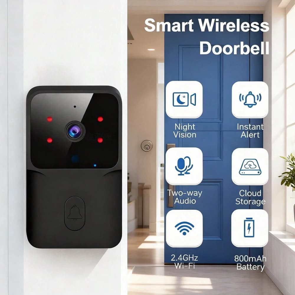 Campanello wireless WiFi intelligente Citofono visivo con visione notturna IR Citofono vocale in tempo reale Campanello per monitoraggio domestico Facile da installare