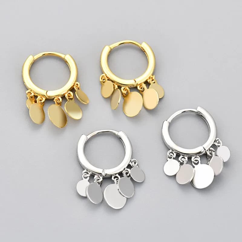 2024 New Fashion Round Charm Tassel Hoop Earring for Women Silver Color Statement Earring Party Jewelry Accessories