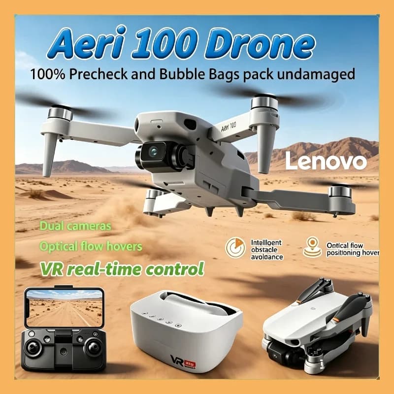 Drone Elicottero Lenovo Aeri100VR 8K RC con Schermo HD, Telecomando, Quadricottero con Doppia Fotocamera FPV, Regalo per Bambini