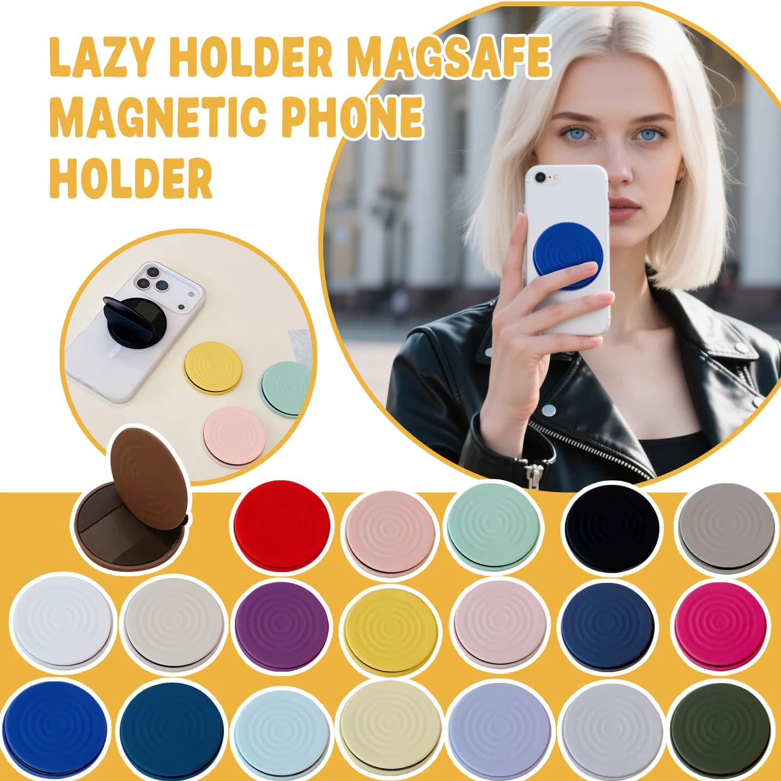 Supporto magnetico per impugnatura ad anello per telefono Impugnatura per dito in silicone compatibile Massafe sul retro del telefono per Phone Pro Max/Plus/16/15/14/13/12