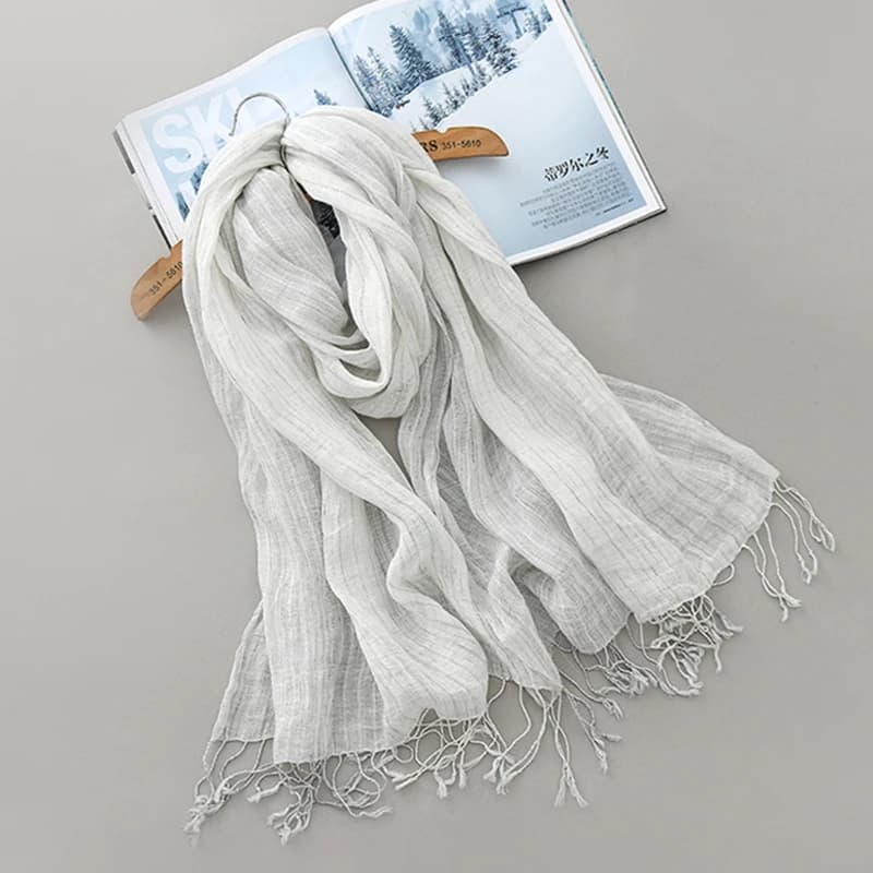 Women's long linen scarf breathable neck wrapping shawls sun protection summer breathable beach accessory for luxury autumn holidays