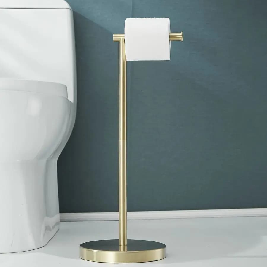 Portarotolo da terra per carta igienica, dispenser dorato per rotoli di carta da bagno, base antiruggine in acciaio inossidabile SUS 304 oro spazzolato