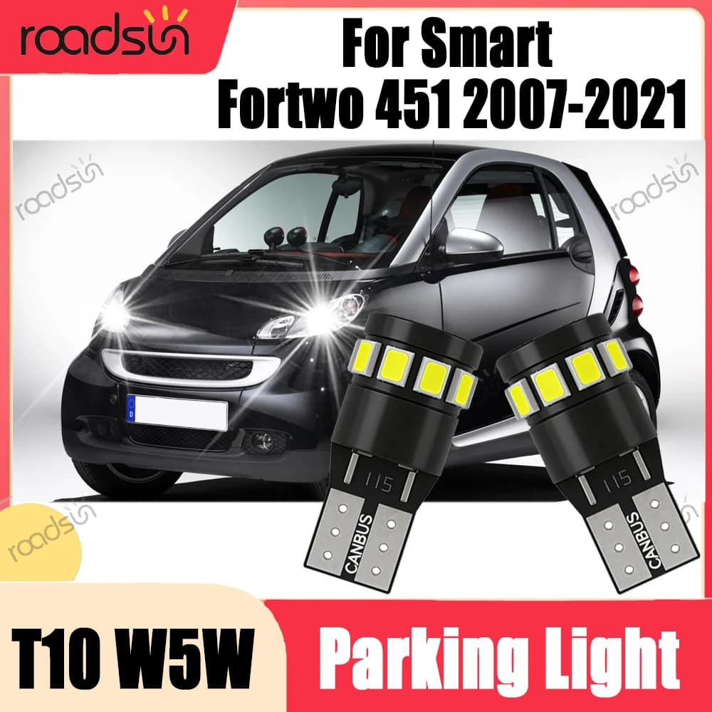 2 Pezzi Luce di Posizione LED T10 W5W Canbus 6000K Bianca, Mini Formato 12V 24V Plug and Play, Piccola Luce per Smart Fortwo 451 2007-2021