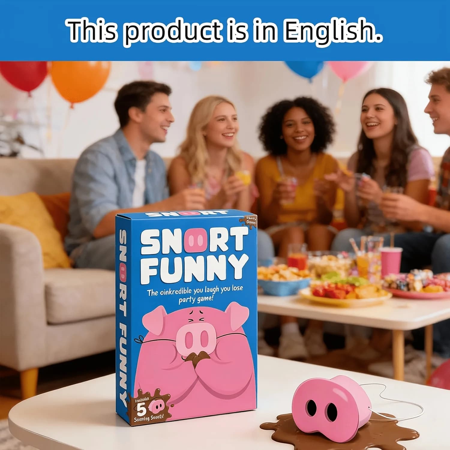 Funny Pig Nose Party Card Game You Laugh You Lose Interactive Family Board Game with Squeaking Snouts Toys
