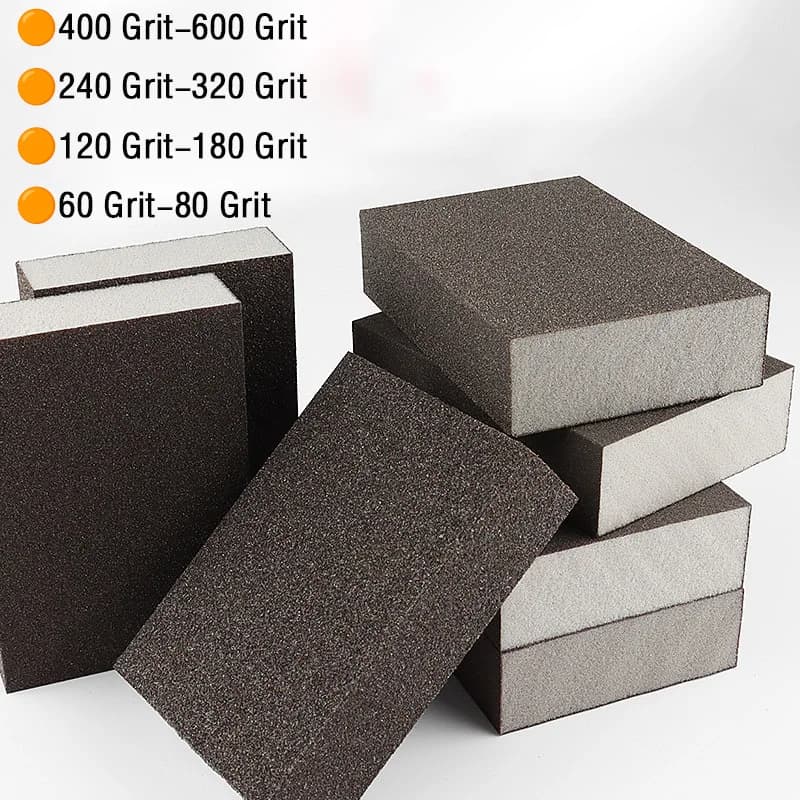 1 Pezzo Blocchi Abrasivi in Spugna Grana 60/80/120/180/240/320/400/600 per Levigatura a Secco e a Umido, Blocco Abrasivo Quadrato per Legno, Cartongesso, Metallo