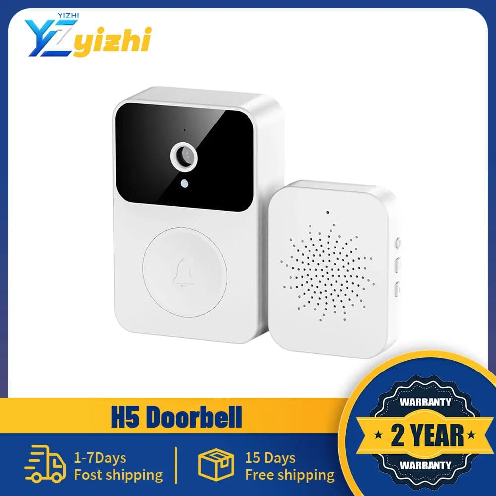 H5 Wireless Smart Video Doorbell 2.4G WiFi Home Security Camera, 2-way Audio, Night Vision, Battery, Secure Home Monitoring