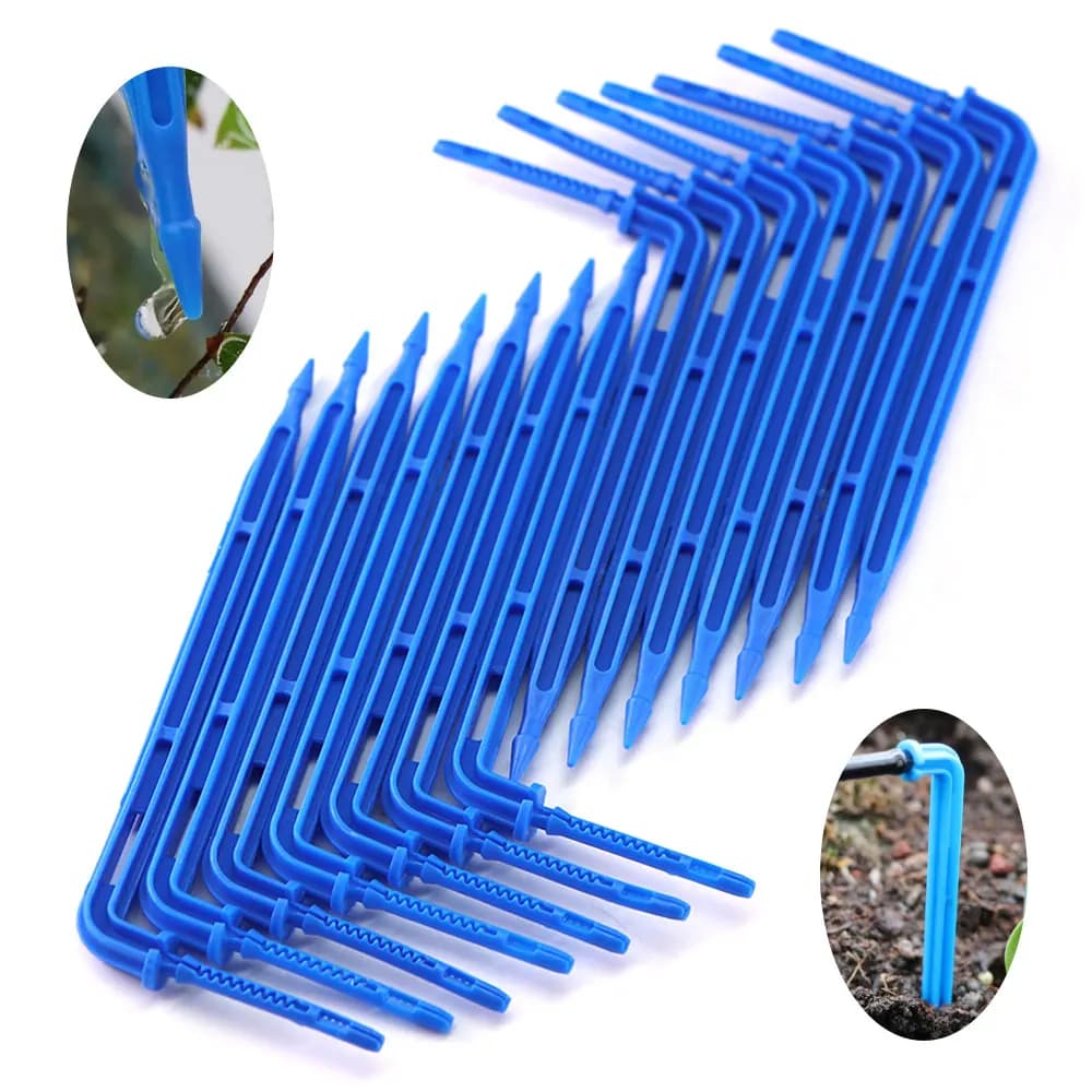 50 pcs garden 3/5mm bent tube arrow 1/8''blue water-saving water-saving dripper for greenhouse Bonsai Micro irrigation