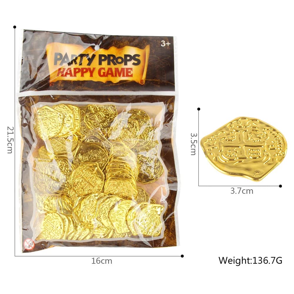 100 pezzi di plastica pirata romano moneta d'oro moneta d'argento bronzo moneta pirata decorazione del partito carnevale oggetti di scena di Halloween