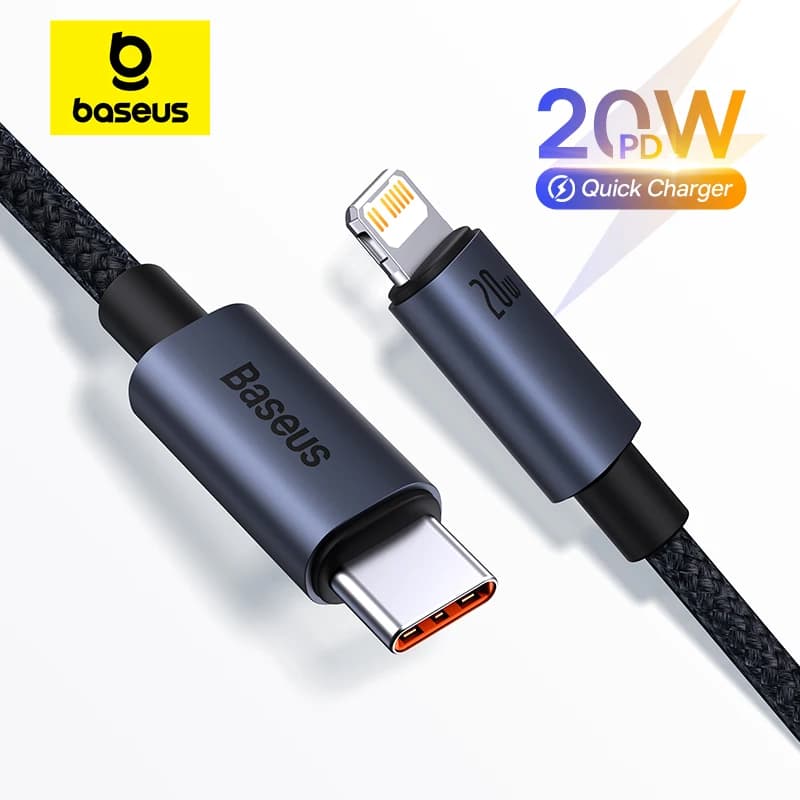 USB Baseus cable for iPhone 13 12 11 pro max USB cable iPhone Quick charging for iPhone XR 8 USB cable type C lightning bolt