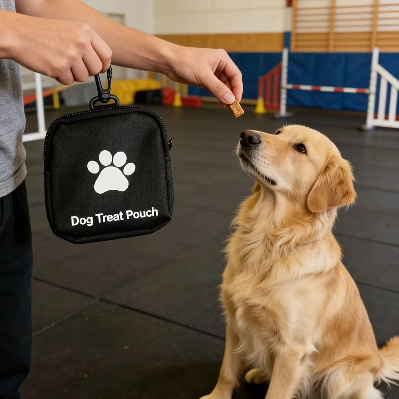 Borsa Portatile per Snack e Addestramento Cani con Stampa Zampa, Marsupio Porta Snack per Cuccioli per Passeggiate, Viaggi e Uso Esterno