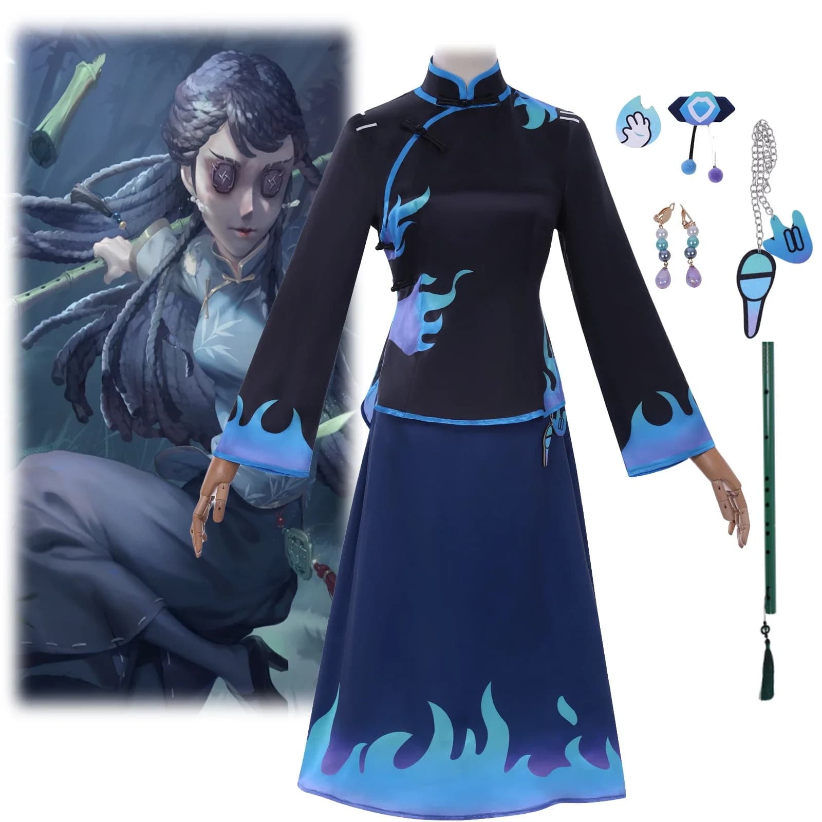 Gioco Identity V Qi Shiyi Cosplay Repubblica di Cina Stile Studente Blu Cheongsam Costume Uniforme Abito Donna Carino Abito di Halloween