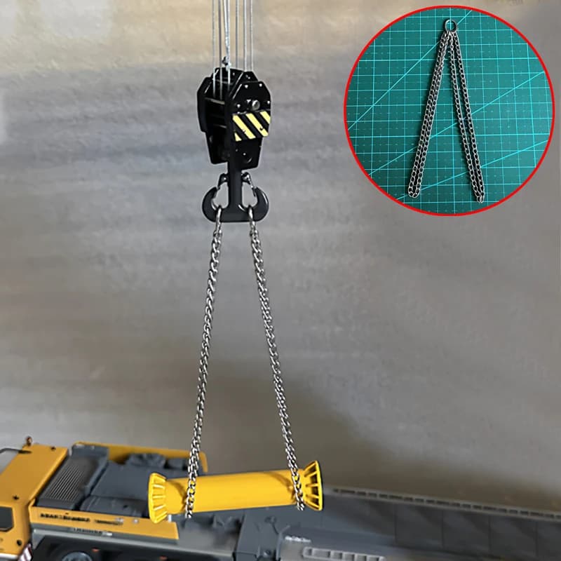Set di Catene di Sollevamento in Lega per Gru RC Scala 1/50, 11/12cm, Accessori di Sollevamento ad Alta Precisione, Parti Modificate per Modelli Statici da Collezione