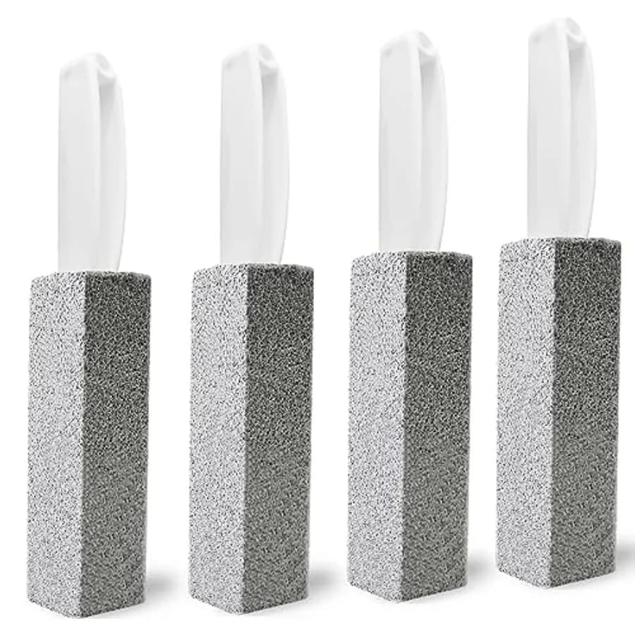 Curated Picks Pumice Stone Toilet Brush for Cleaning Toilet Bowl with Handle, Pumice Stick Pumice Scouring Pad for Cleaning, 4