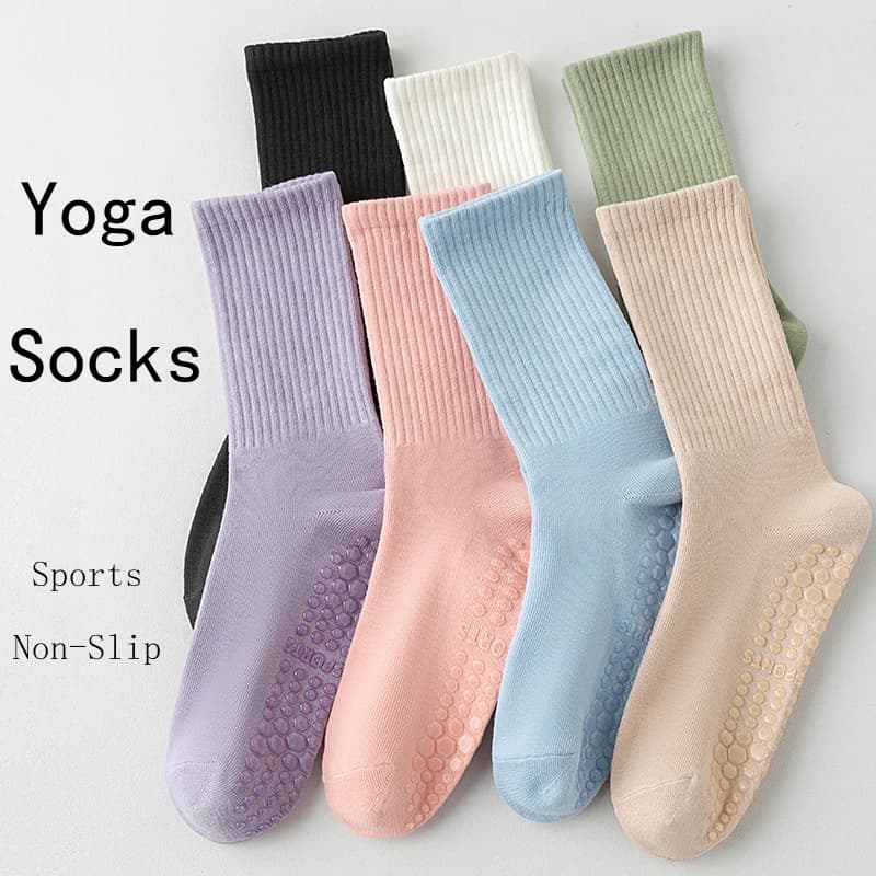 3/5 pairs of women's yoga socks anti-slip pilates socks for women training socks for gym dance breathable with central tube solid color