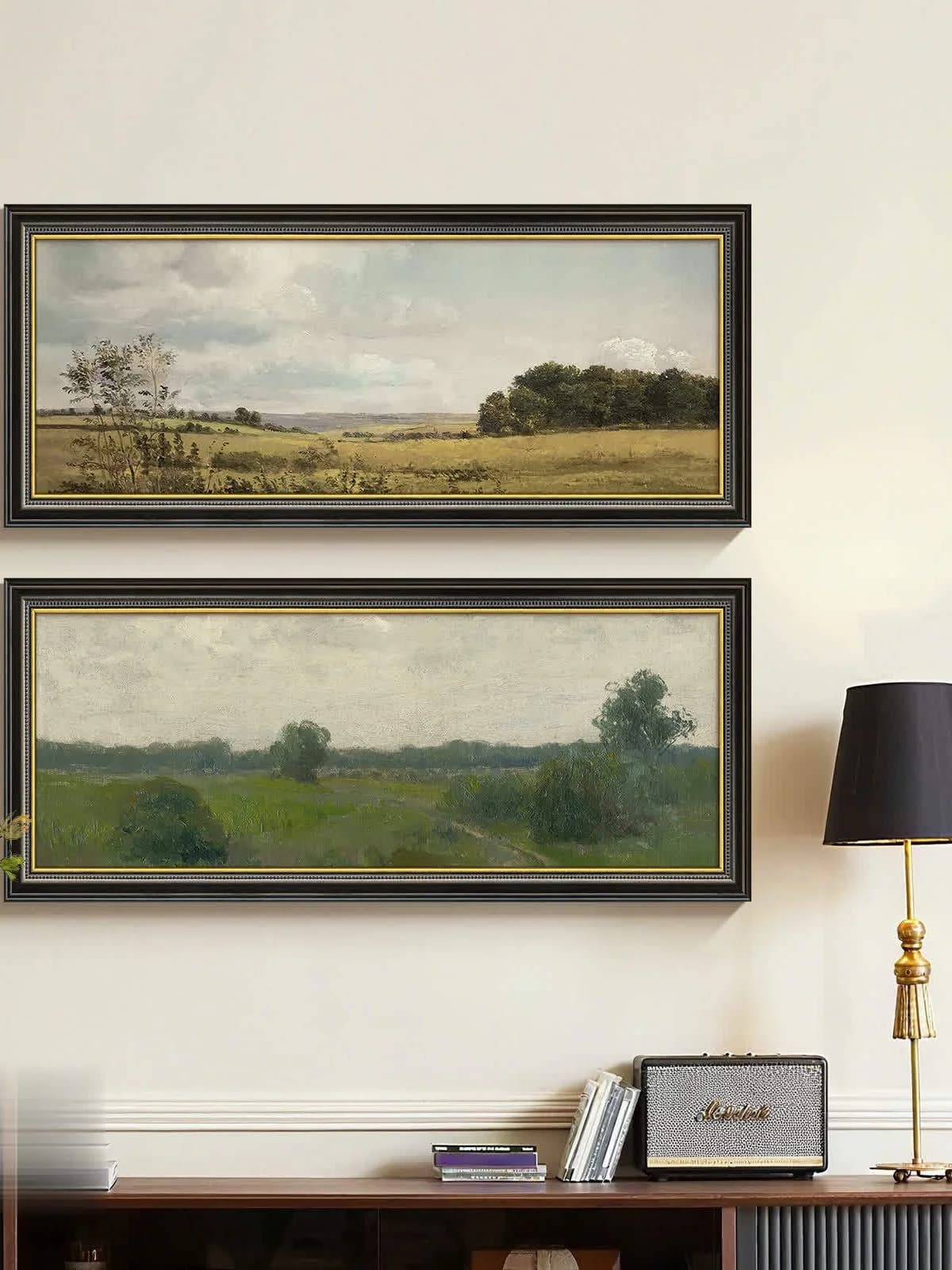 Quadro Decorativo Rustico Americano con Paesaggio, Stile Medioevale, per Soggiorno e Camera da Letto, con Cornice