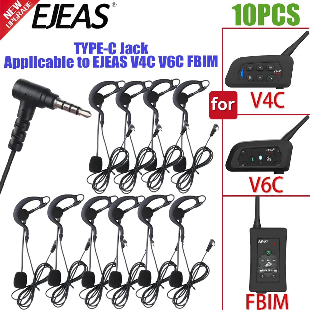 EJEAS V6C PRO/V4C Plus 3,5 mm orecchio sospeso auricolare cablato auricolare da calcio arbitro allenamento cuffia arbitro interfono accessorio