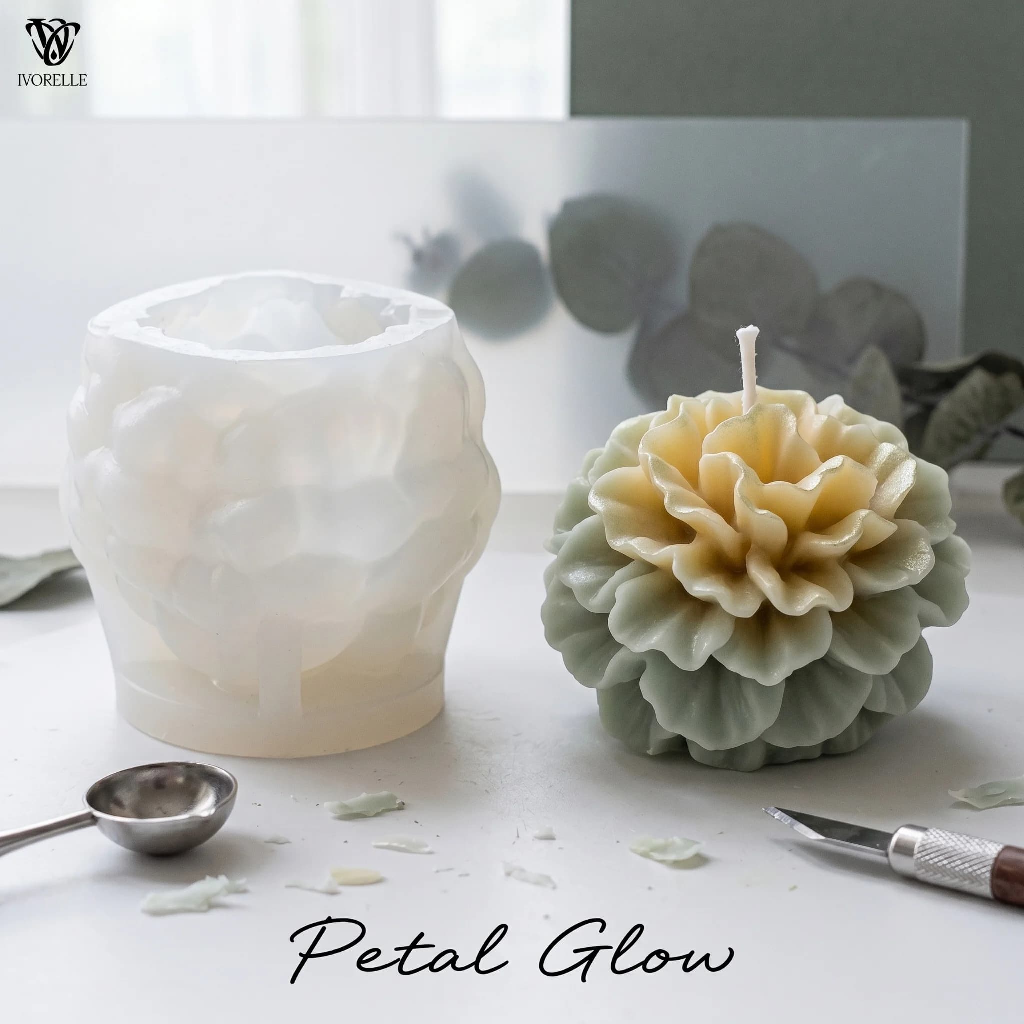 IVORELLE Flower Blossom Silicone Candle Mold Layered Petals For Wax Resin Plaster Soap DIY Home Decor Craft