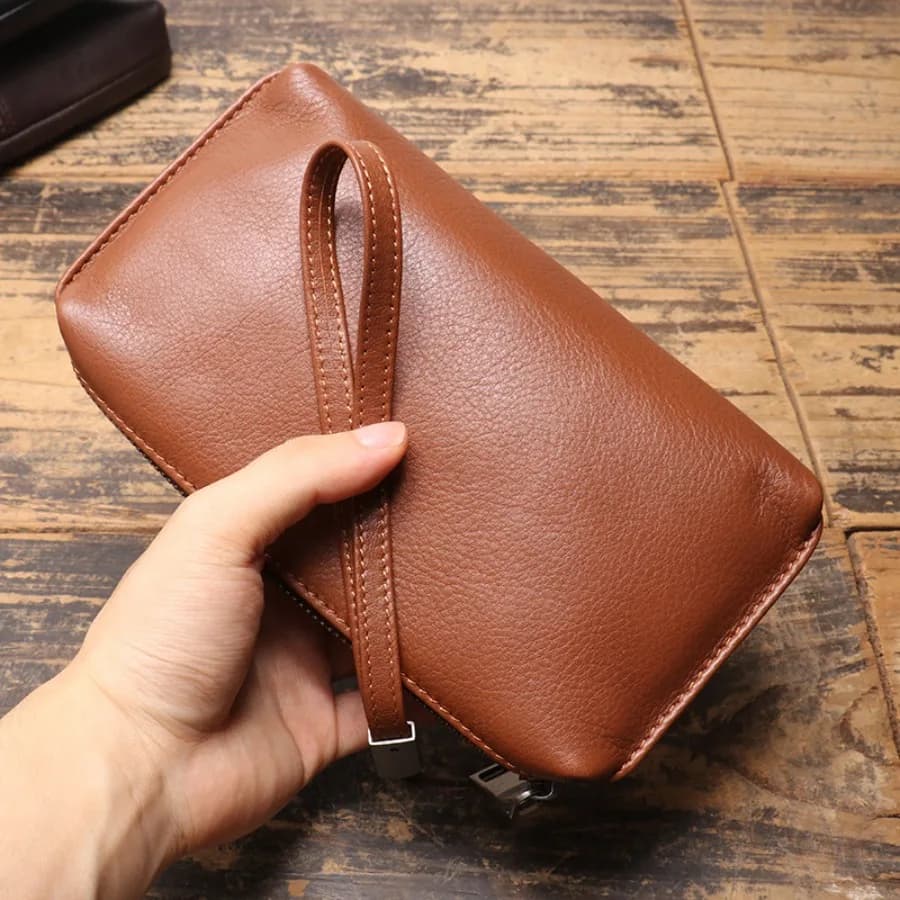 【Nuovo stile】 Una nuova borsa da uomo in vera pelle, portafoglio lungo con cerniera in morbida pelle, portafoglio casual in pelle di vacchetta con strato superiore.