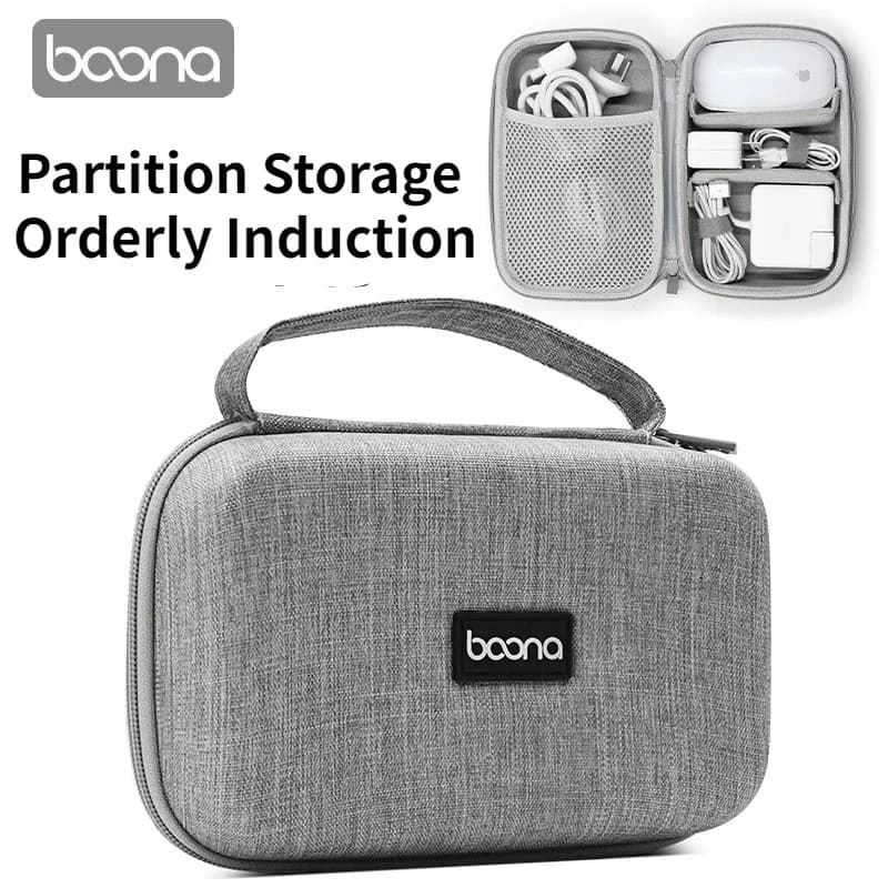 BOONA Cavo dati per cuffie Borse portaoggetti Kit sistema Custodia USB Auricolare Penna a filo Power Bank Dispositivi gadget digitali Borsa con cerniera EVA