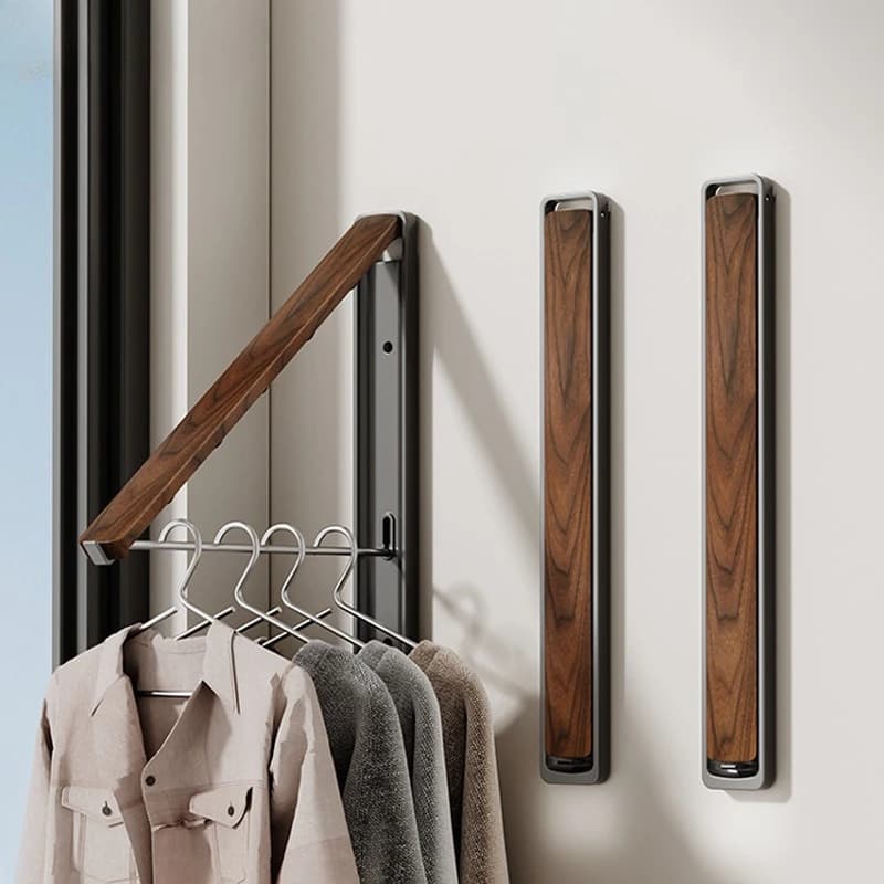 Punch-free Wall Mounted Foldable Clothes Drying Rack Space Aluminum Hidden Laundry Hanger for Balcony Indoor Window Sill Use