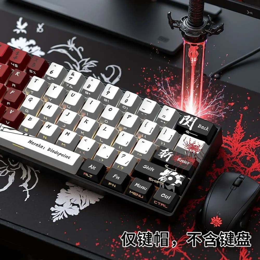 129 tasti Anime Copritasti Stampa laterale Tasti traslucidi PBT Keycap Chreey Copritasti Dye-sub Tastiera meccanica per 64/68/71/108