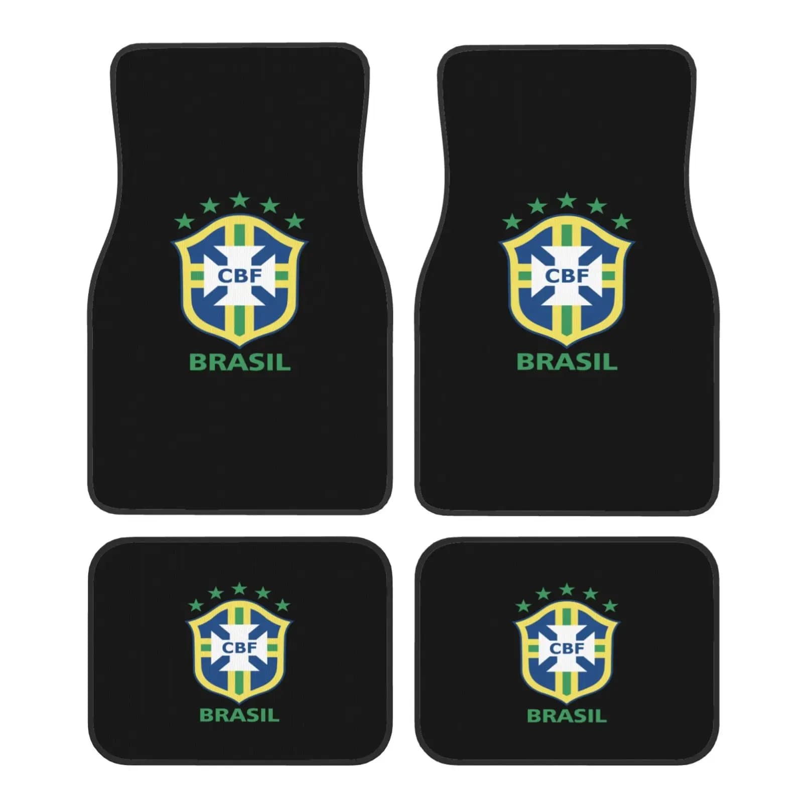 Tappetini per auto con stampa della squadra nazionale di calcio brasiliana Set di tappetini per auto durevoli da 4 pezzi con supporto antiscivolo adatto per camion SUV