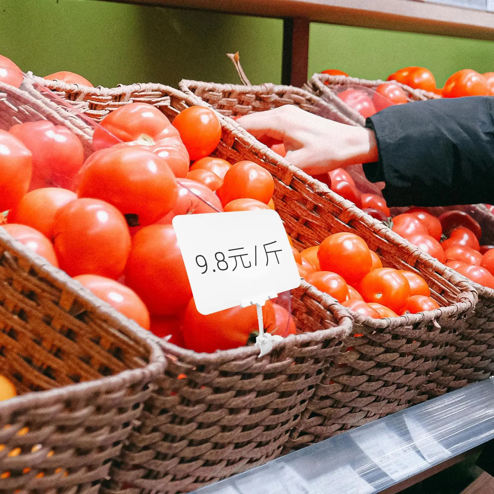 Portaetichette con Clip e Lavagna Cancellabile A4, Espositore per Etichette su Scaffale per Frutta e Verdura in Negozi e Centri Commerciali