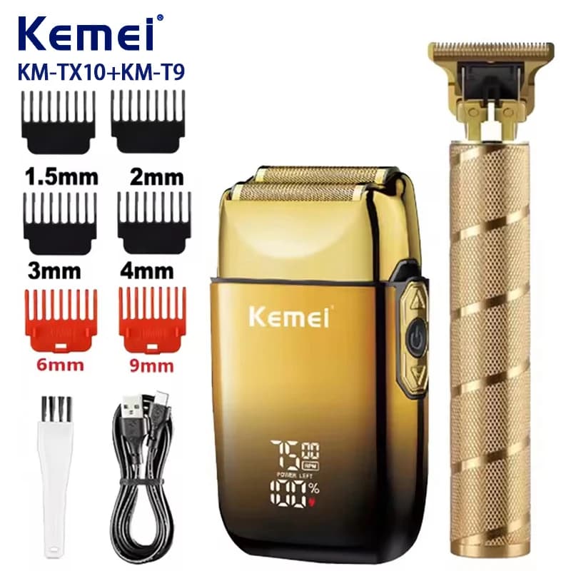 Kemei KM-TX10 T9 Tagliacapelli Elettrico Professionale, Regolabarba per Uomo, Kit per la Cura Personale, Tosatrice per Barbiere