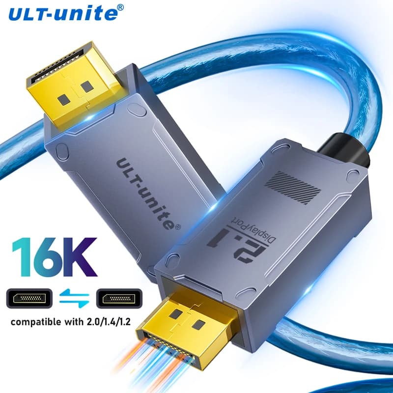 16K Cavo DisplayPort 2.1, Cavo DP certificato VESA (8K@120Hz, 4K@240Hz, 2K@240Hz)HBR3 Supporto 80Gbps, HDR, HDCP, FreeSync G-Sync Display Port per monitor da gioco, grafica, compute
