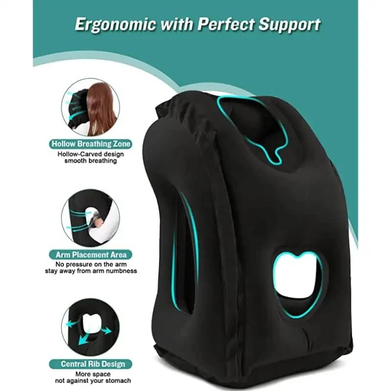 Cuscino d'aria gonfiabile cuscino da viaggio poggiatesta in PVC cuscini di supporto per il mento portatile per aereo cuscini per il collo del riposo dell'ufficio dell'auto dell'aereo