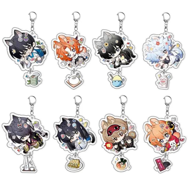 8PCS Hot Anime Gintama Series Acrylic Keychain Cartoon Kawaii Character Sakata Gintoki Creativity Printing Backpack Keychain