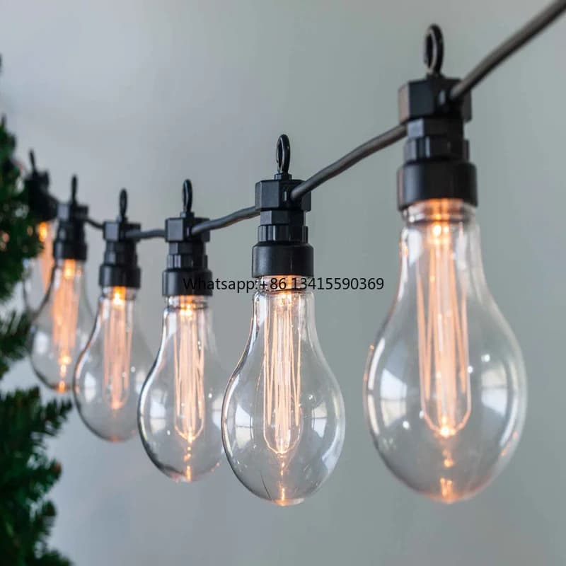 Decorazione natalizia Illuminazione Uso interno ed esterno 10 lampadine trasparenti Luci a corda sospese LED Natale Grande lampadina Luci da festa IP44 3 m