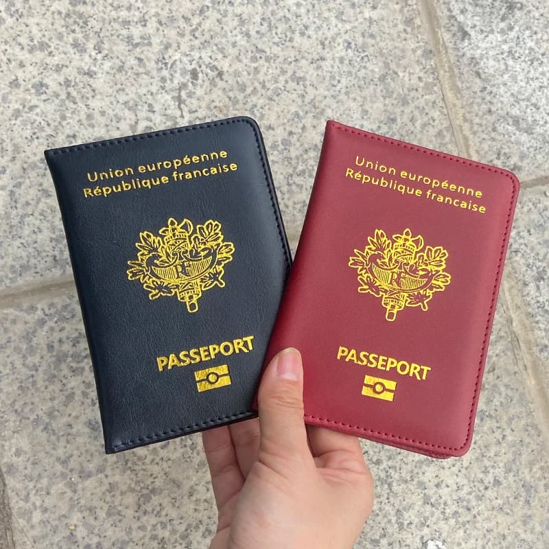 Copertina per passaporto francese Copertine in pelle PU per passaporti Porta passaporto da viaggio