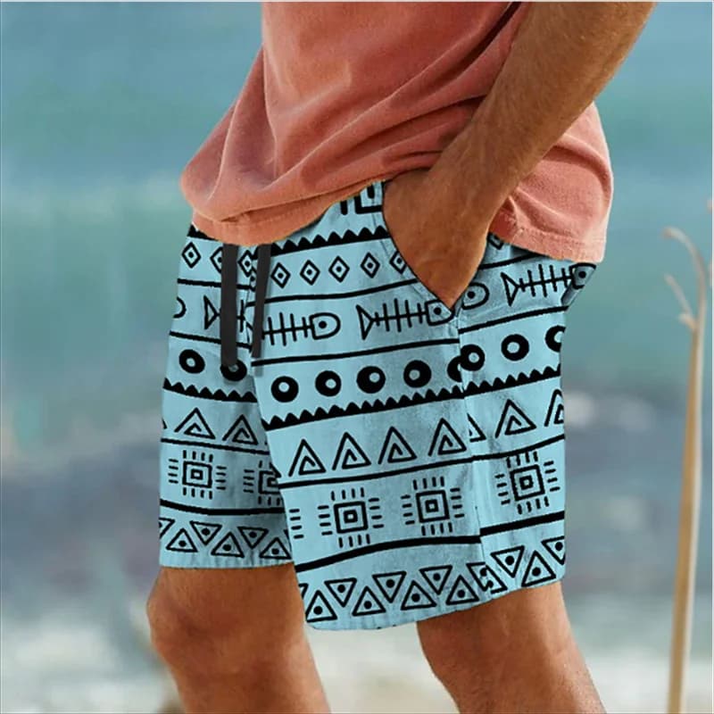Semplici motivi geometrici da spiaggia corti moda casual da uomo stampati in 3D pantaloni corti estivi tendenza streetwear costume da bagno oversize
