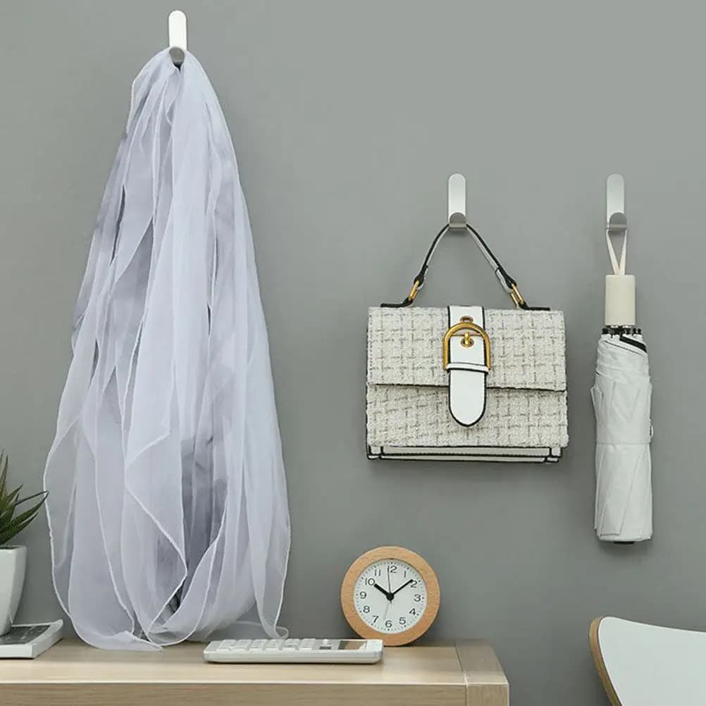 16 Pcs Decorative Hooks Coat Hanger Punch-free Wall Metal Towel Clothes for Cloakroom