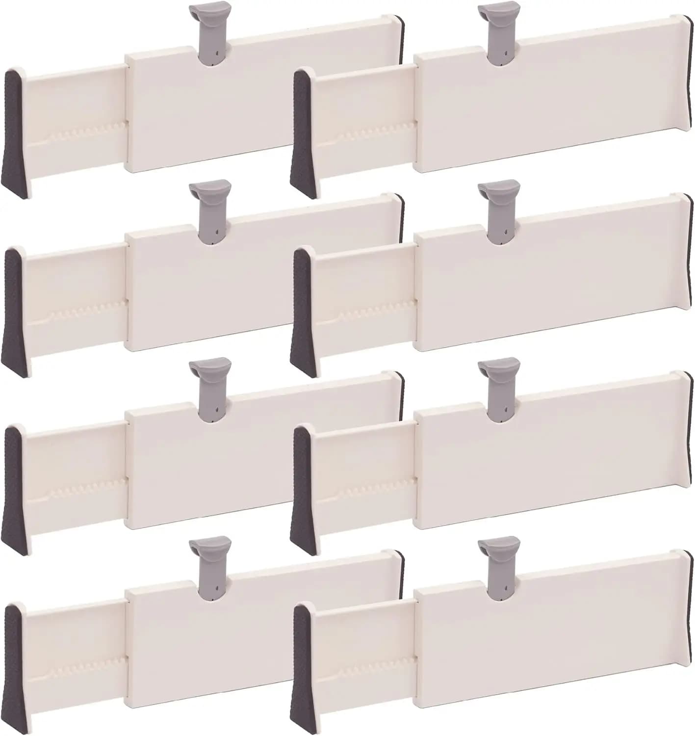 Set di 8 Divisori Regolabili per Cassetti, Organizzatori in Plastica per Camera da Letto, Bagno, Armadio, Scrivania