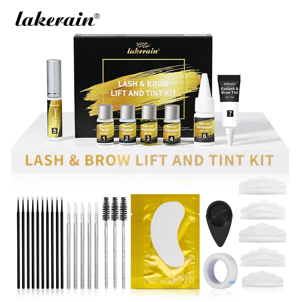 Lakerain Lifting and Eyebrow Kit Durable Effect Nutrient Eyelashes Waterproof Easy Application Eyelash and Eyebrow Lift Set