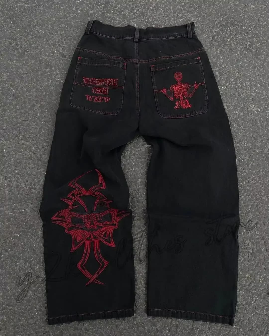 Y2k Uomini Retro Harajuku Abbigliamento 2023 Nuovo Baggy Casual Jeans a gamba larga Hip Hop Stampa Jeans Tendenza Moda Nero a vita alta Jean