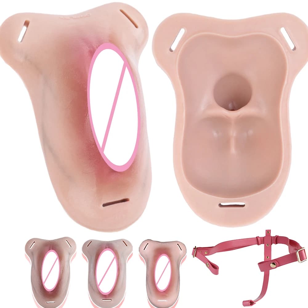 SXXY Men Wearable Ultra Realistic Fake Vagina Chastity Lock Device Penis Concealable Insertable Design Soft Adult Erotic Toys