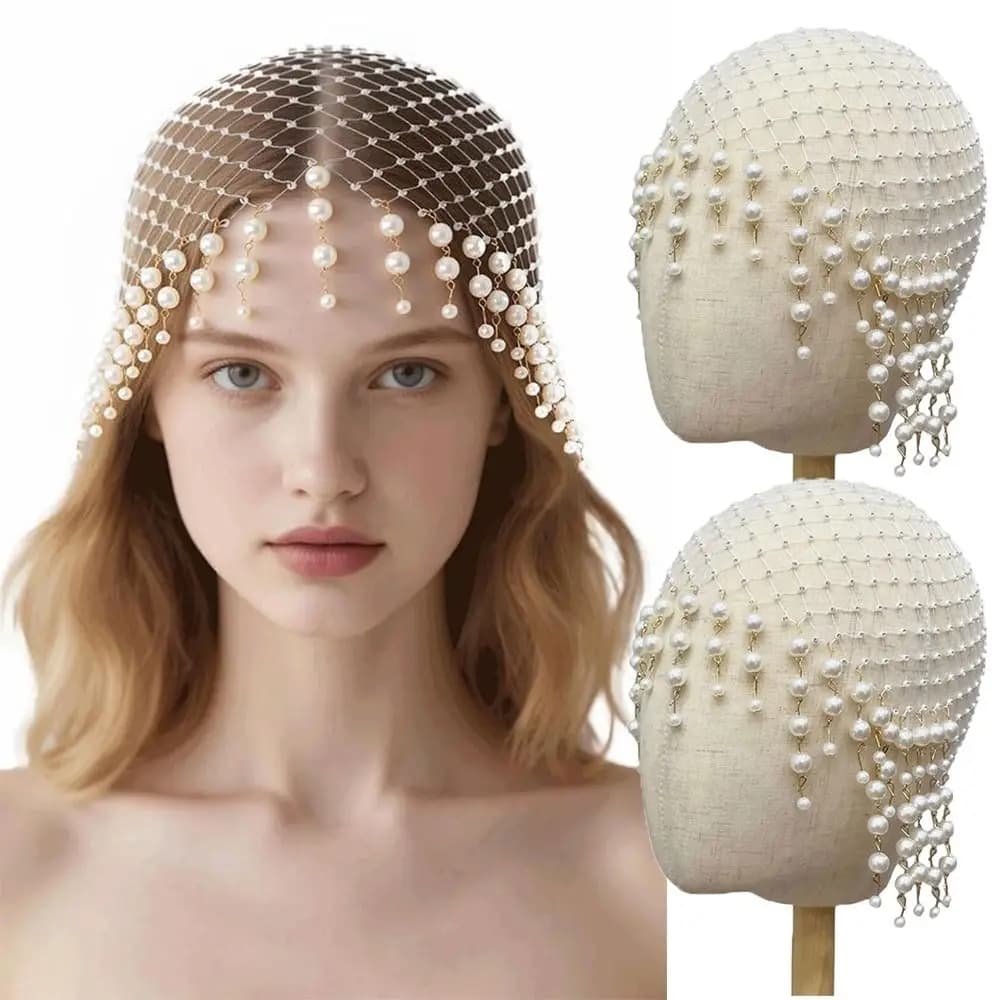Nuovo Cappello Morbido e Sicuro con Nappe di Perle, Squisito Copricapo Artigianale con Nappe di Perle, Design Traforato, Cappello da Donna per Signore