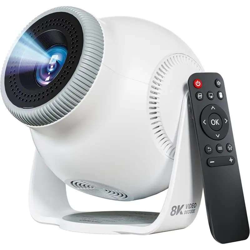 Nuovo Mini Proiettore 1080P Full HD, 480 ANSI Lumen, Android 14, Decodifica 8K, Wifi 6, Bluetooth 5.4, 180° ° Rotazione