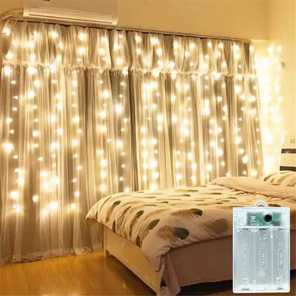 Battery Box Curtain Lights 8 Mode LED Fairy String Light Wedding Halloween Party Decor Christmas Decorations for Home Room Lamp